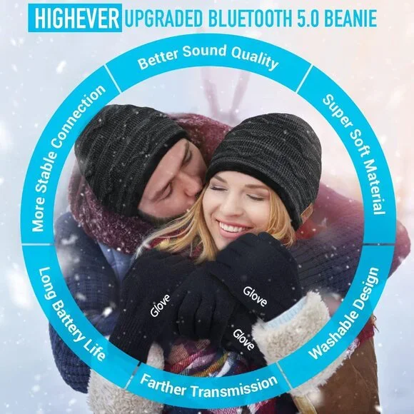 Bluetooth Beanie Hat Stocking Stuffers for Men Women V5.0 Wireless Musical Bluet
